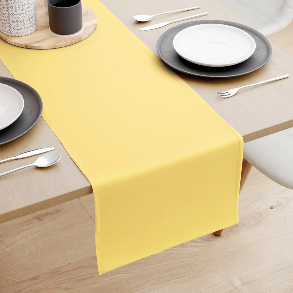 Goldea behúň na stôl 100% bavlnené plátno - žltý 20x120 cm