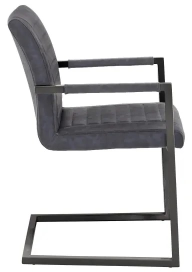 furniture-nabytek.cz - Sada 2 masívnych kresiel s podrúčkami Picton, umelá koža / kov, šedá/čierna