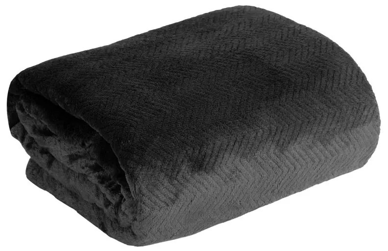 EUROFIRANY Flano deka veľmi mäkká na dotyk s 3d efektom 220 cm x 200 cm čierna 100 % polyester Varianta: 401110