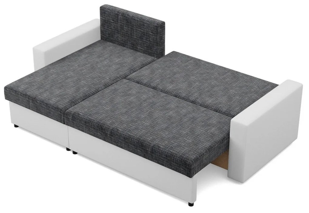 Rohová rozkladacia sedacia súprava LUNA Sivá/biela I