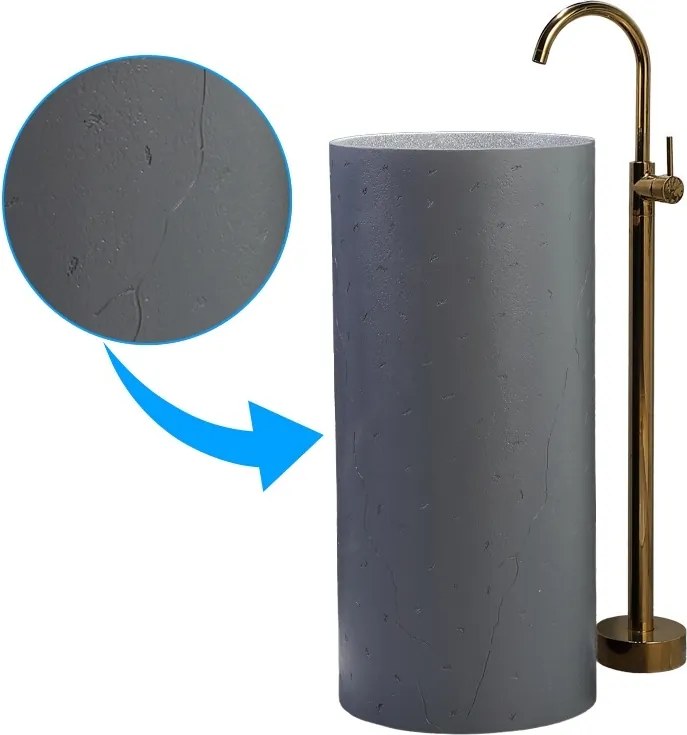 BPS-koupelny Voľne stojace keramické umývadlo HYD-ST4-GR-WOF-860 ø40 cm, sivé