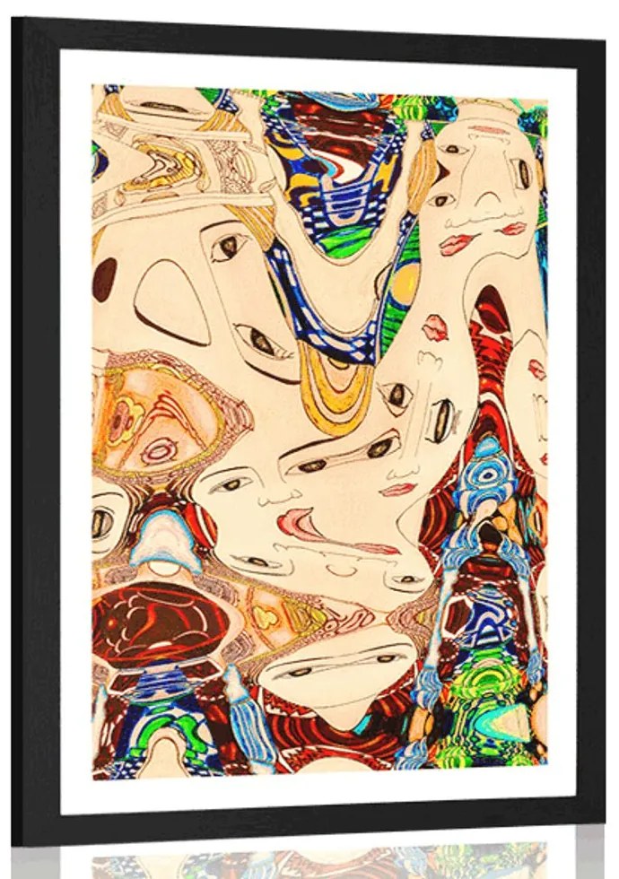 Plagát s paspartou matka v abstraktnom prevedení - 30x45 silver