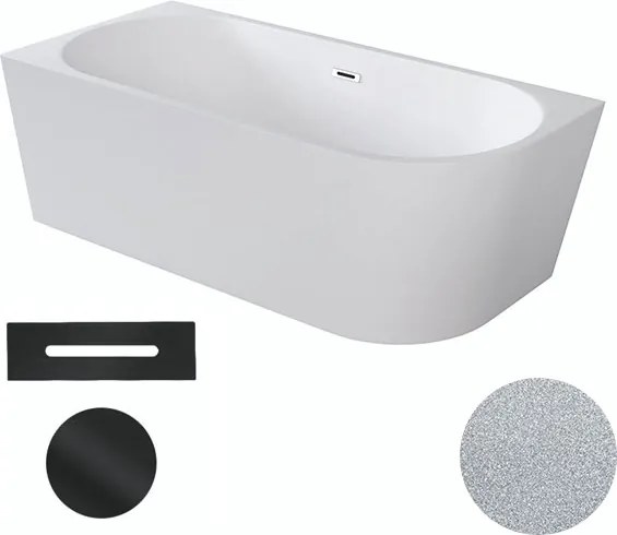 Besco Akrylátová voľne stojaca rohová vaňa Zoya Glam S 150x75 (170x80) biela/strieborná BESCO-Typ výpuste: Click-Clack s prepadom, grafit, BESCO-Rozm…