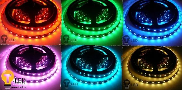 RGB LED pásik 7,2Wm 12V s krytím IP54