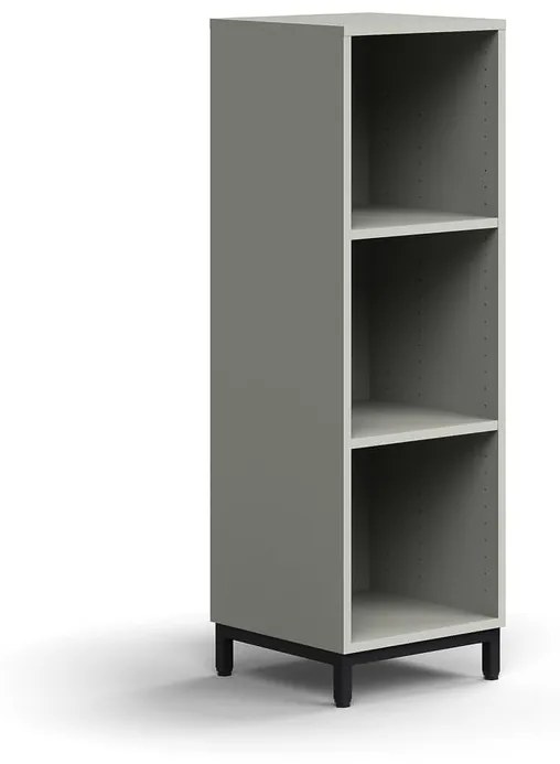 Knižnica QBUS, 2 police, na nožičkách, 1252x400x400 mm, čierna, svetlošedá