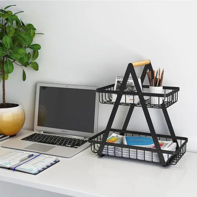 Košík na ovocie PULOS 2 úrovne čierny