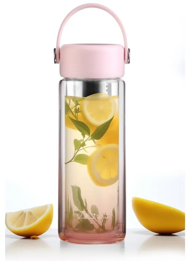 Ružová sklenená fľaša 350 ml Fuori – Vialli Design