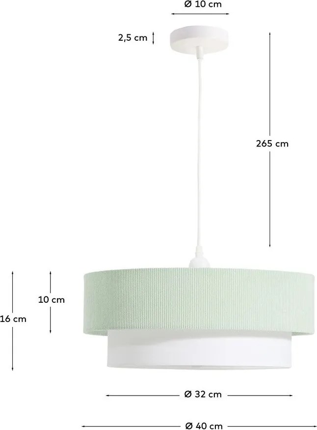 Biely/tyrkysovomodrý detský luster s textilným tienidlom Bianella – Kave Home