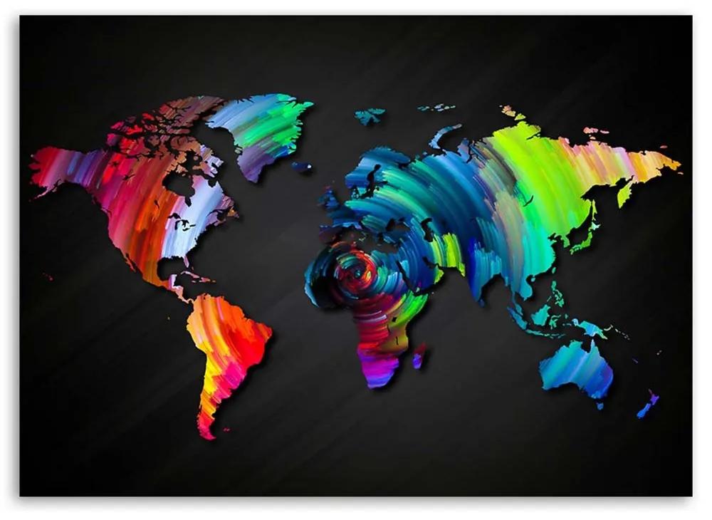 Gario Obraz na plátne Mapa sveta s viacerými farbami Rozmery: 60 x 40 cm