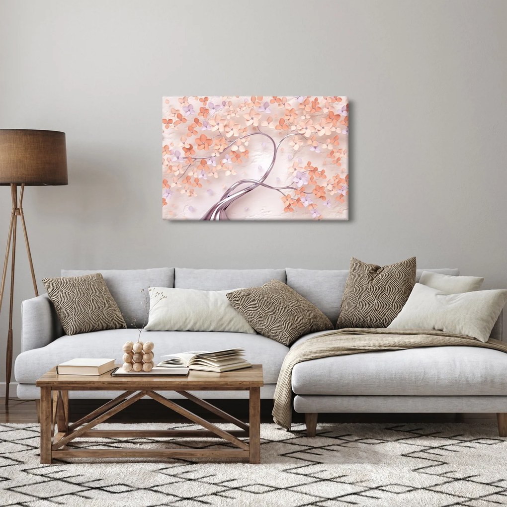 Obraz koralových kvetov stromu - abstrakt (90x60 cm)