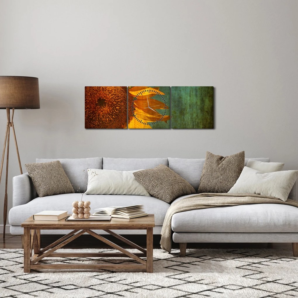 Obraz - Slnečnica (s hodinami) (90x30 cm)