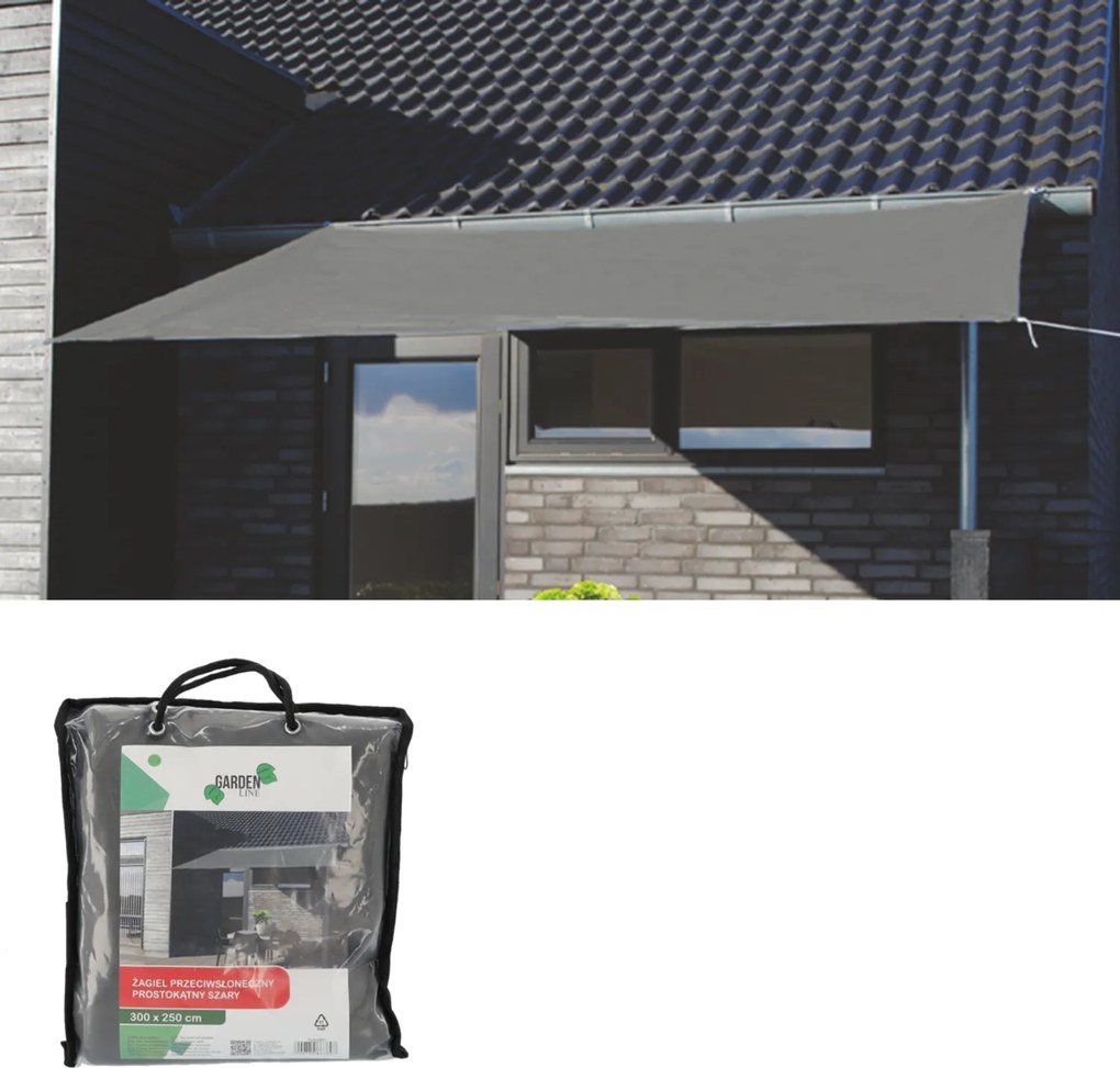 Garden Line PRAVOUHLÝ ŠEDÝ SLNEČNÍK 3 x 2,5 M *3897