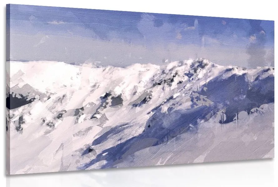 Obraz olejomaľba zasnežených hôr Varianta: 60x40