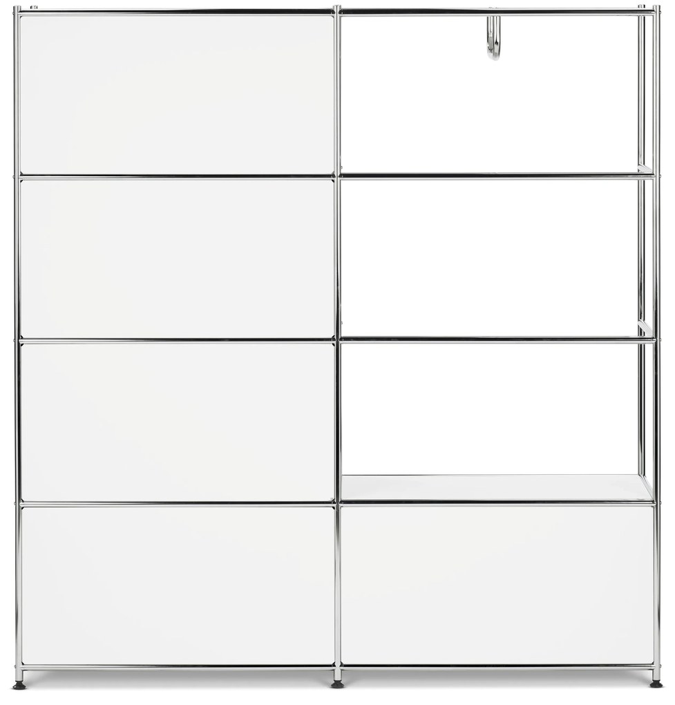 Kovová vešiaková stena »CN3« s 2 výklopnými priečinkami a 2 zásuvkami, biela