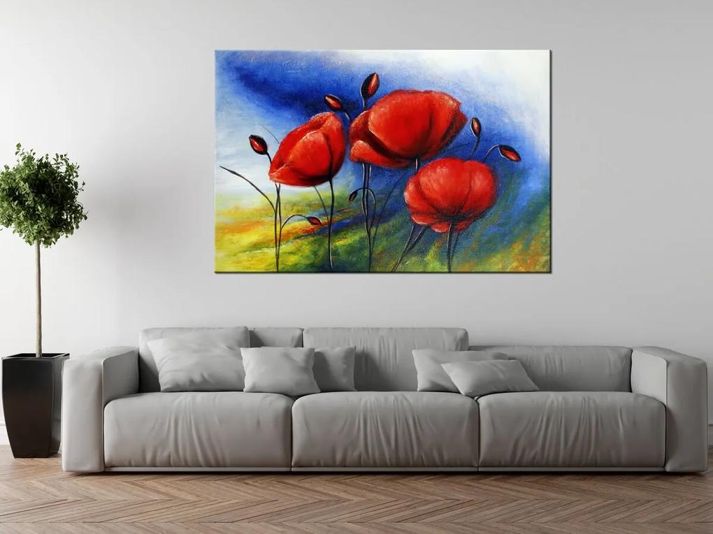 Gario Ručne maľovaný obraz Veselé maky Rozmery: 100 x 70 cm