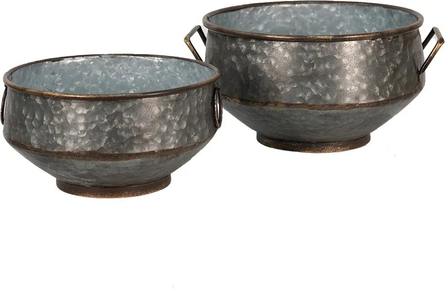 2ks dekoratívne plechové zinkové kvetináče Bion - 40*35*20 / 32*31*15 cm