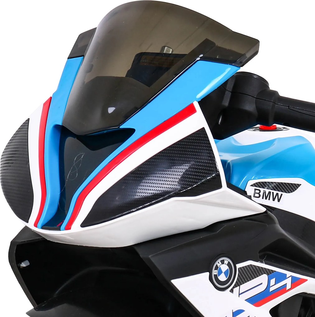 Ramiz BMW HP4 Detský motocykel na batérie biely + 3 kolieska + LED + MP3 USB + ekokoža