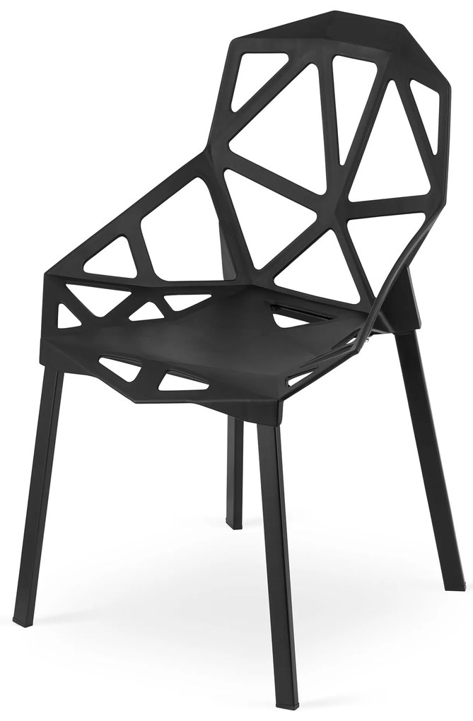 Jedálenský set 1 + 4, stôl TESSA 120x60 cm čierna/dekor dub + čierna plastová stolička ESSEN