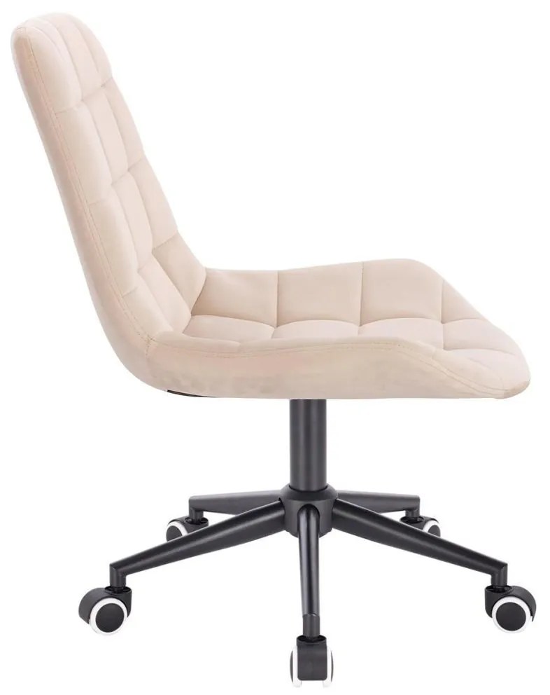 LuxuryForm DESIGN Stolička PARIS VELUR na čiernej podstave s kolieskami - krémová