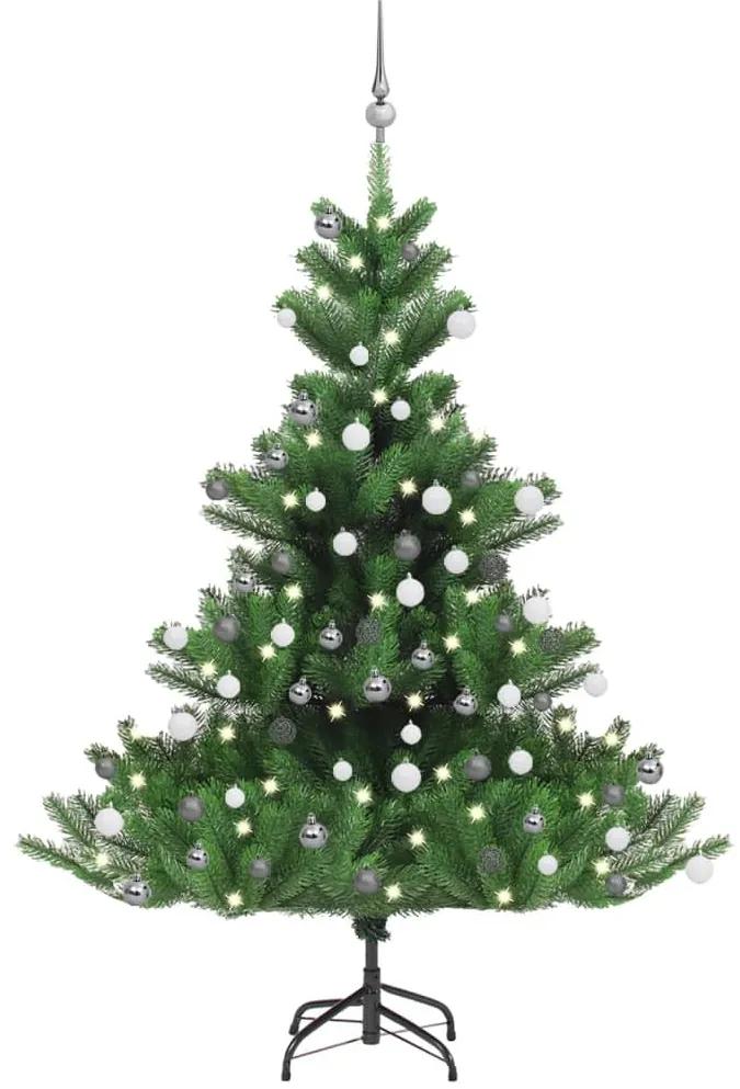 Umelý vianočný stromček jedľa Nordmann LED a gule zelený 150 cm 3077731