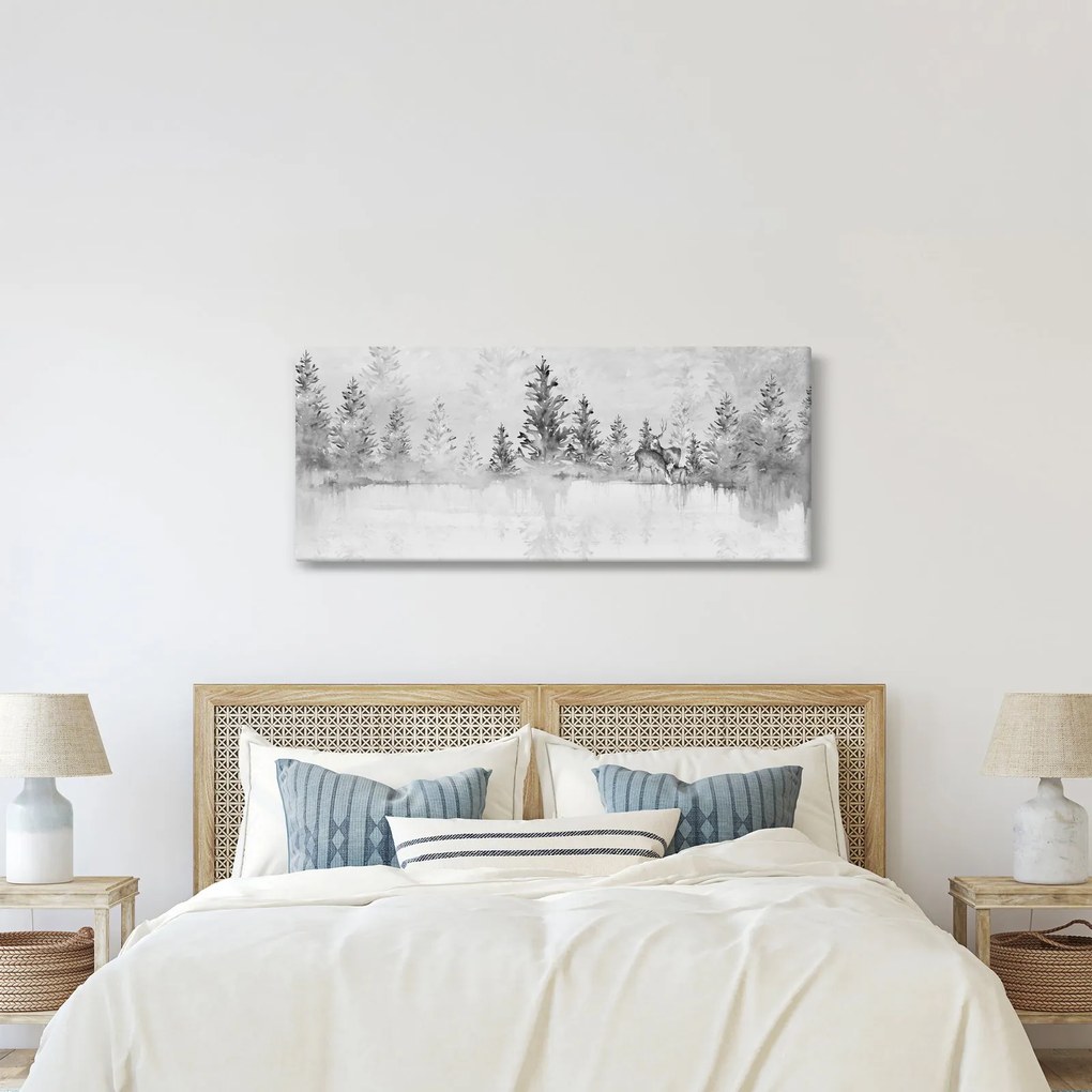 Obraz - Jelene pri jazere (120x50 cm)