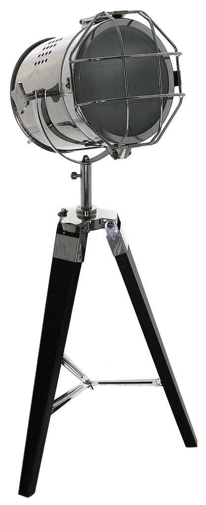 Dekorstudio Podlahová lampa TRIPOD na čiernej trojnožke s chrómovaným tienidlom