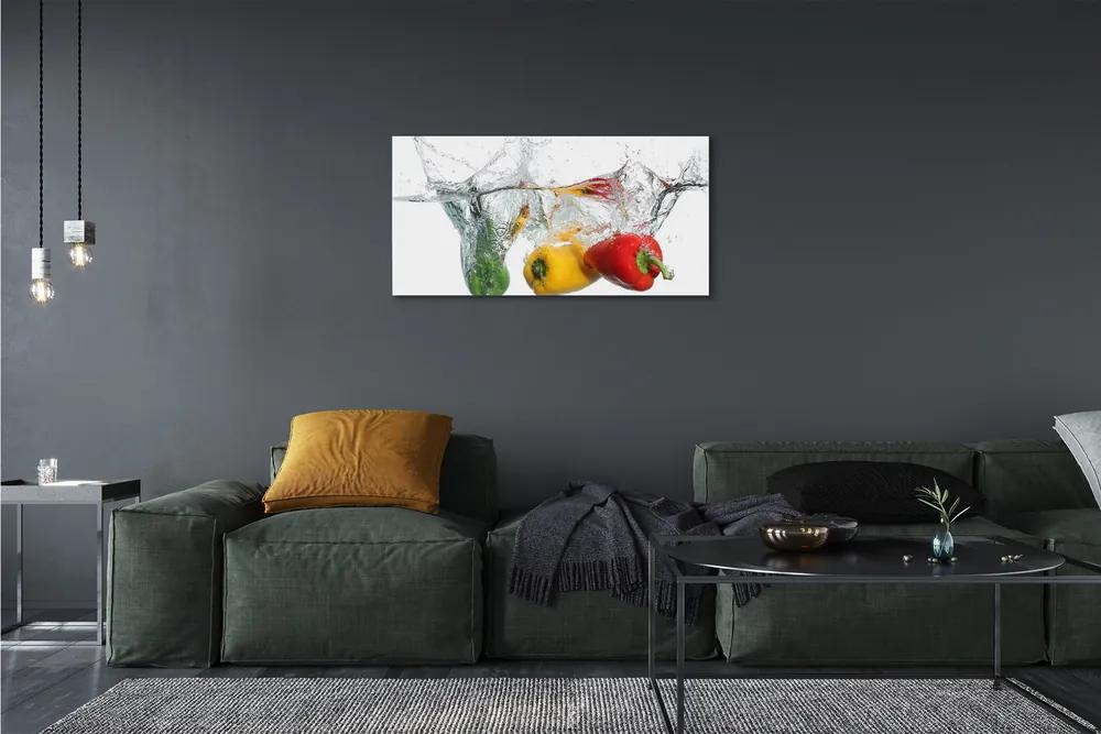 Obraz canvas Farebné papriky vo vode 100x50 cm