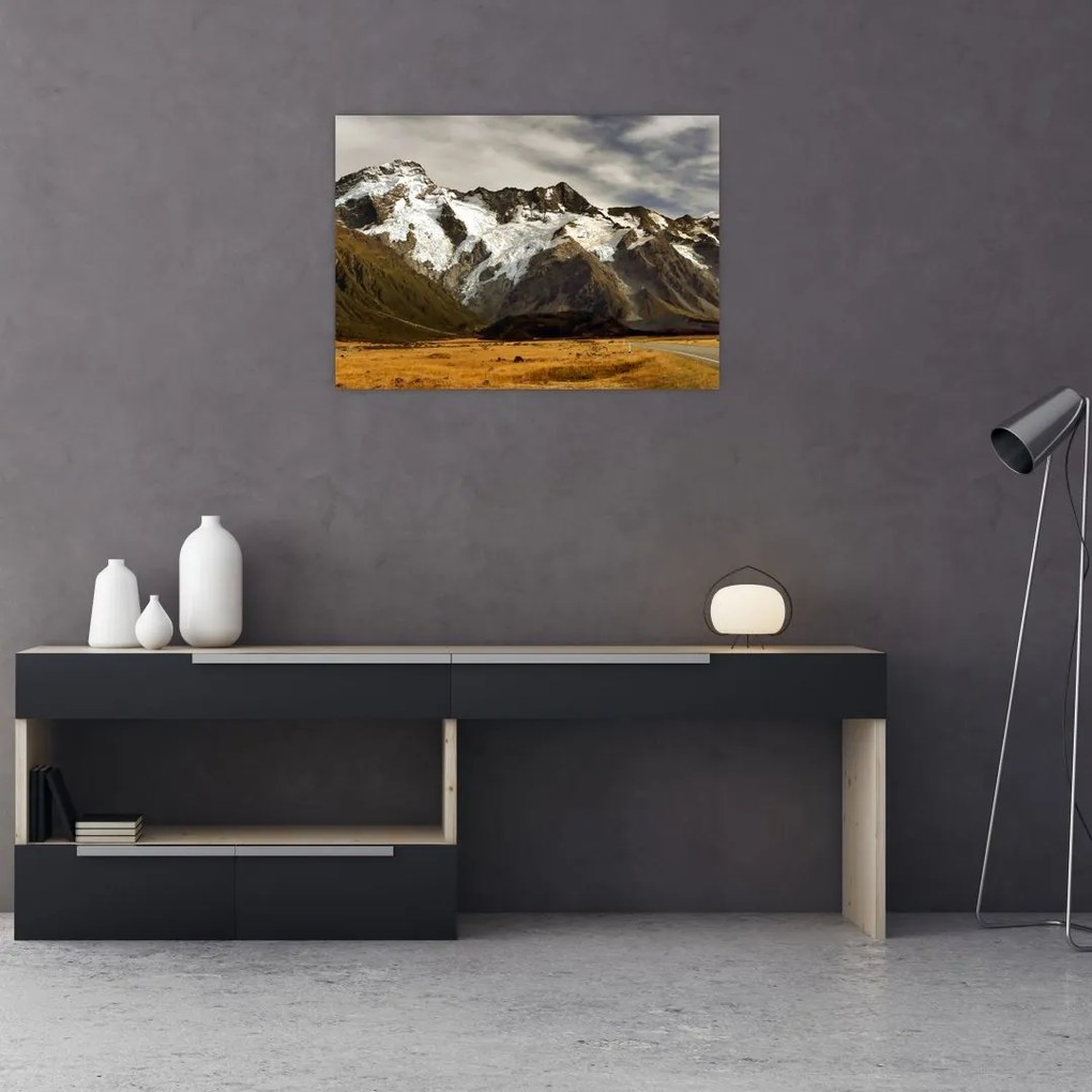 Sklenený obraz hory Sefton, Nový Zéland (70x50 cm)