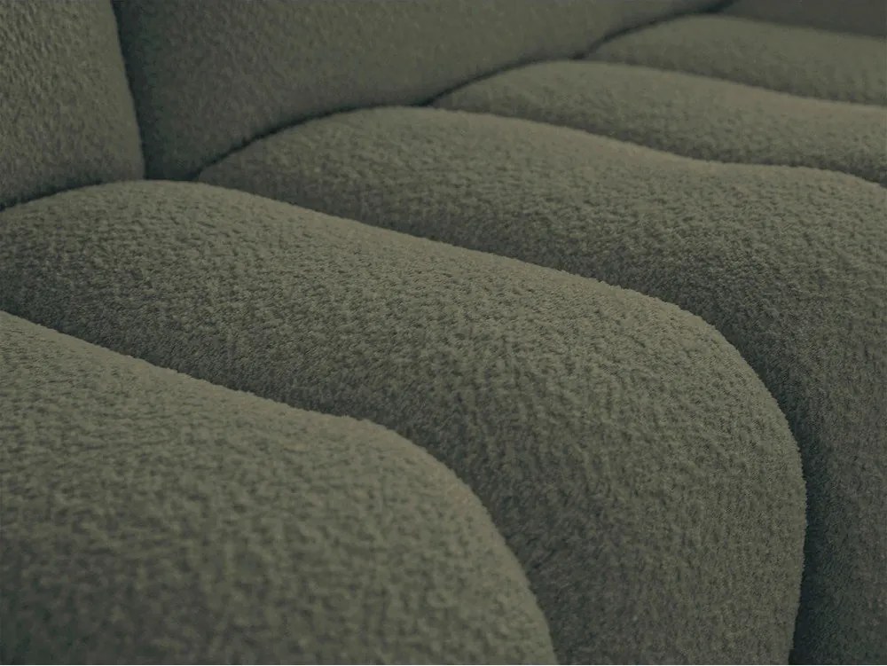 Zelená rohová pohovka z textílie buklé (pravý roh/s leňoškou) Azra – Bobochic Paris