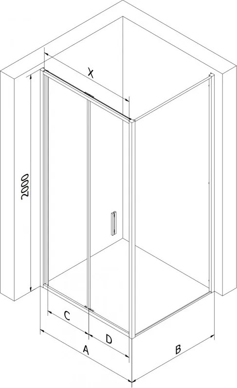 Mexen Exo, sprchovací kút so skladacími dverami 95 x 70 cm, 6mm číre sklo, chrómový profil, 816-095-070-01-00