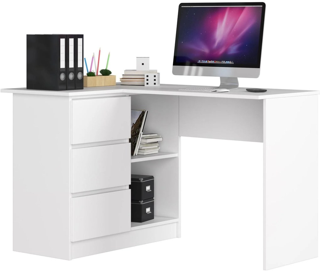 Rohový PC stolík Bodhi (biela) (L). Akcia -12%. Vlastná spoľahlivá doprava až k Vám domov. 1128557