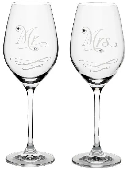 Celebration crystals Poháre na víno CRYSTALS MR AND MRS 360 ml, 2 ks