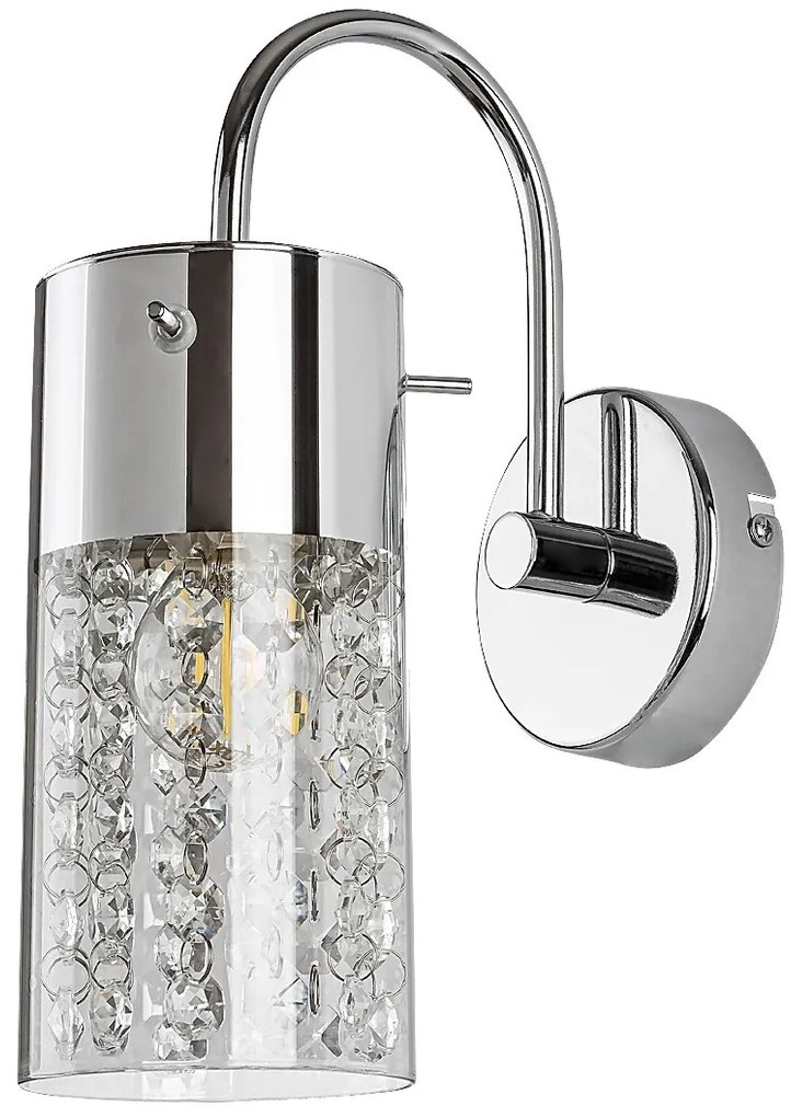 RABALUX Nástenné kúpeľňové osvetlenie s krištáľmi NIAGARA, 1xE14, 40W, chrómované, IP44