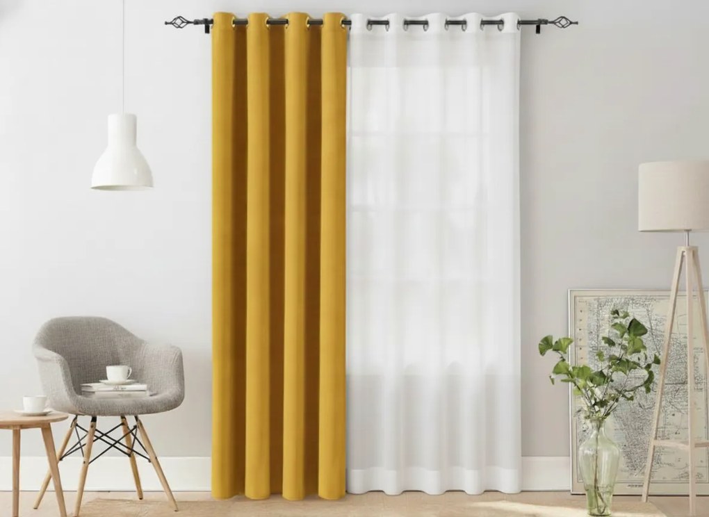 Žltý záves OXFORD 140x250 cm Zavesenie: Kovové krúžky
