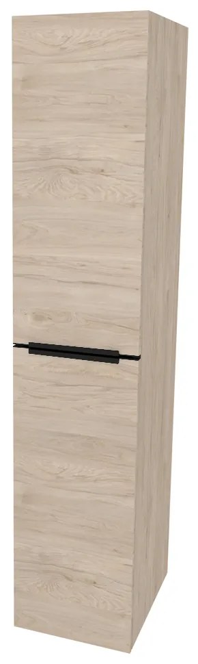 Mereo, Mereo Mailo, kúpeľňová skrinka vysoká 170 cm, čierne madlo, Multidecor, Light Rock Hickory, MER-CN594LPBLRH1