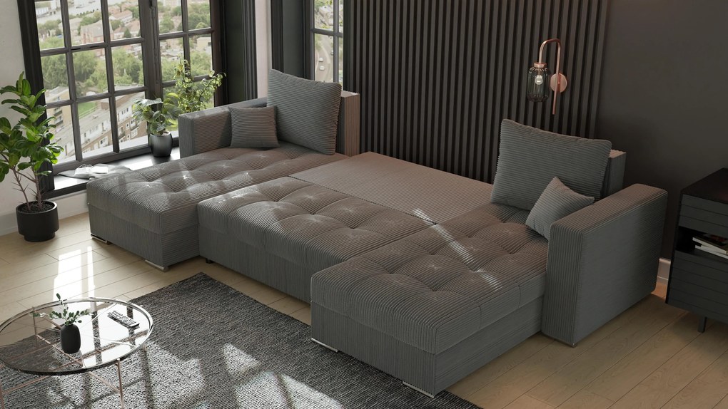 Rohová sedačka Josie U (sivá). Akcia -21%. Vlastná spoľahlivá doprava až k Vám domov. 1133171