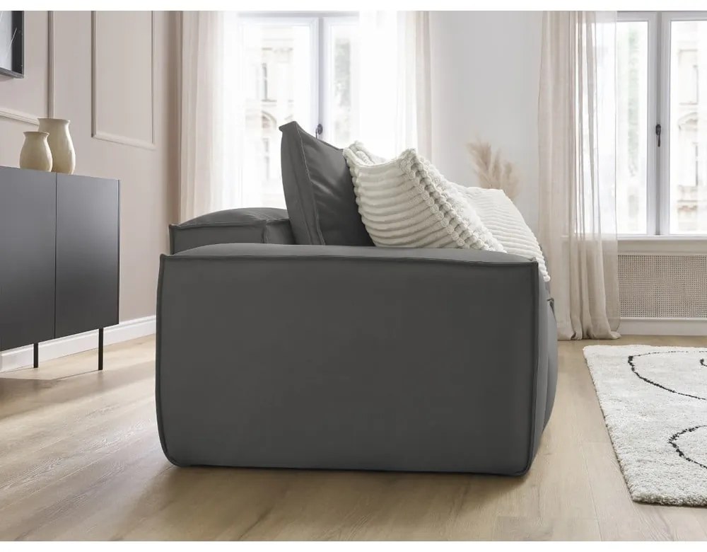 Sivá pohovka z imitácie kože 260 cm Boheme – Bobochic Paris