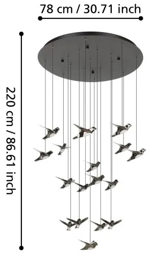 Eglo 390352 - LED Stmievateľný luster na lanku PARATEBUENO 17xLED/3W/230V čierna