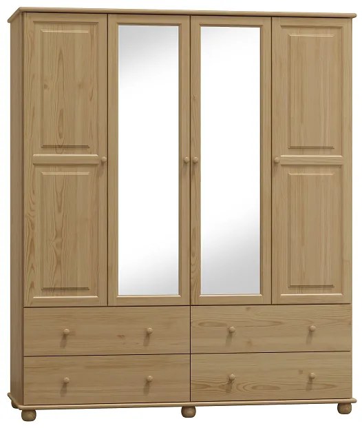 Skriňa štvordverová so zrkadlom - SK17: Borovica 160cm