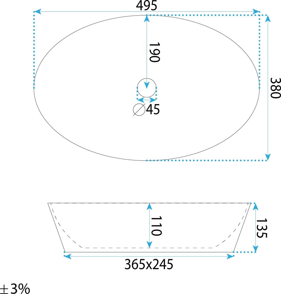 Rea Samanta Zen, umývadlo na dosku 500×380×135 mm, béžová imitácia kameňa matná, REA-U3532