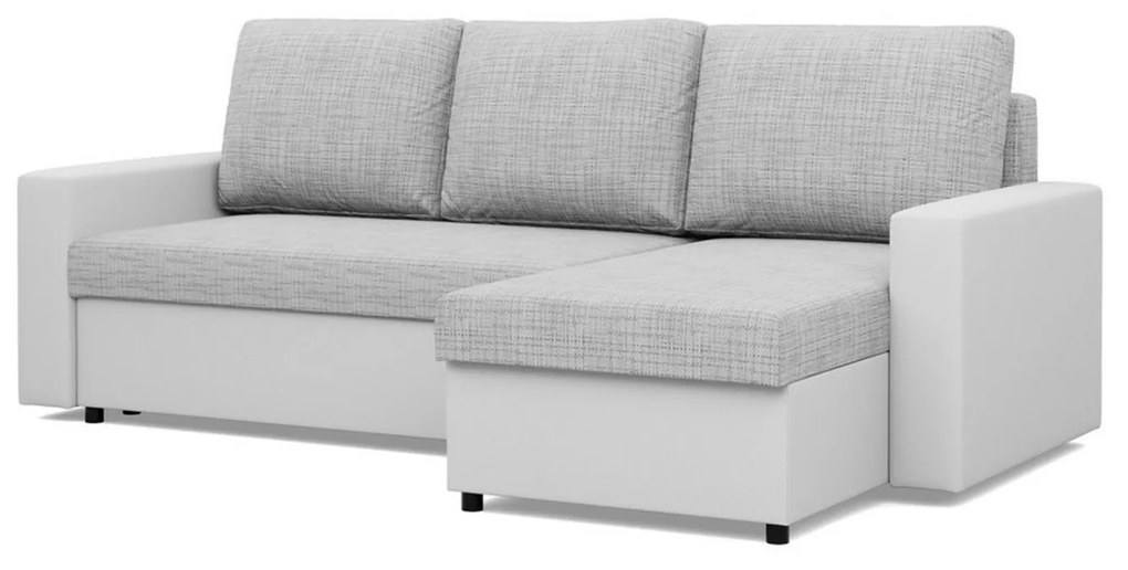 Rohová rozkladacia sedacia súprava LUNA Sivá/biela