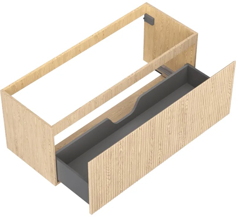 Mexen Rivel, kúpeľňová skrinka 120 cm, 1 zásuvka, drážkovaná, dub, 91A20-12047-1-BF81