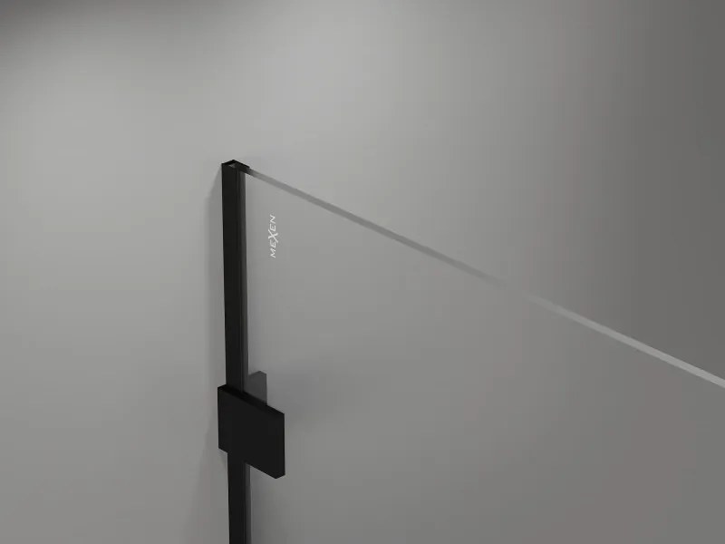 Mexen Lunar sprchová stena ľavá 140 x 200 cm, 8mm číre sklo, čierna matná, 830-140-000-70-00-L