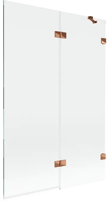 Mexen Lunar, 2-krídlová vaňová zástena pravá 120 x 150 cm, číre sklo, ružové zlato, 897-120-100-60-00-P