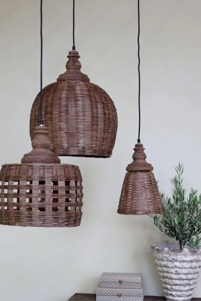 Prírodné antik závesné svetlo lampa z prúteného ratanu - Ø 31*38cm/ E27/ 25W