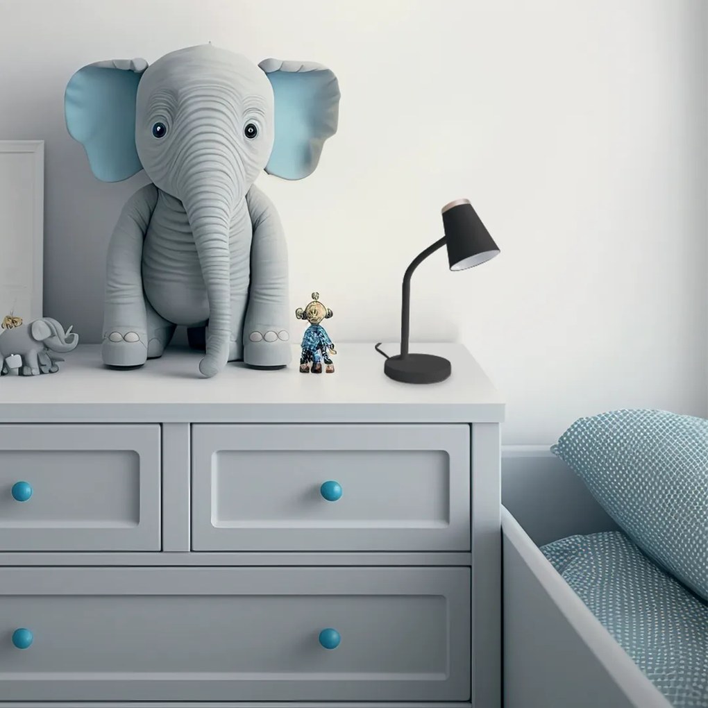 Stolná lampa Chico, 1x čierne/zlaté PVC tienidlo, b