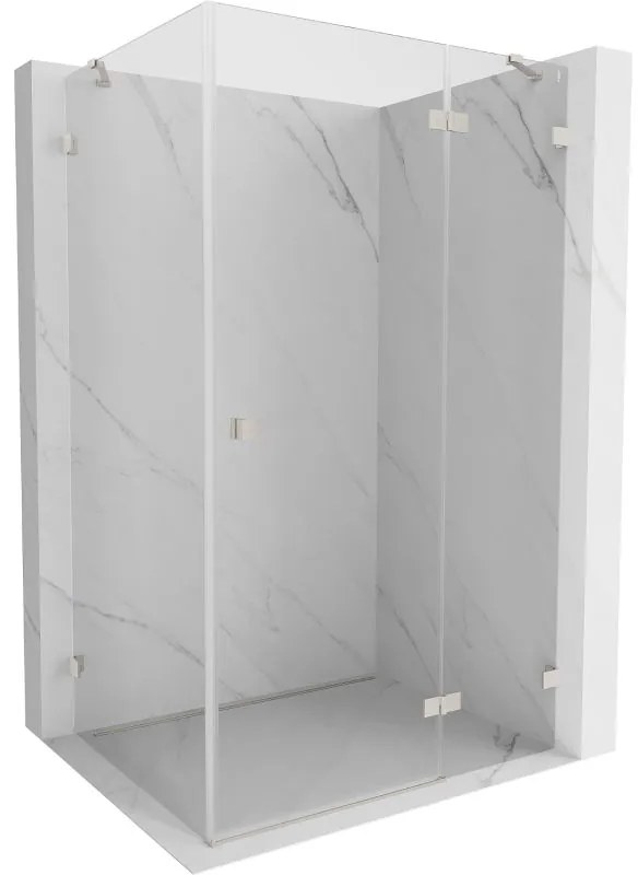 Mexen Lunar, pravostranný výklopný sprchový kút 75 x 80 cm, 8mm číre sklo, oceľový profil, 834-075-080-97-00-P