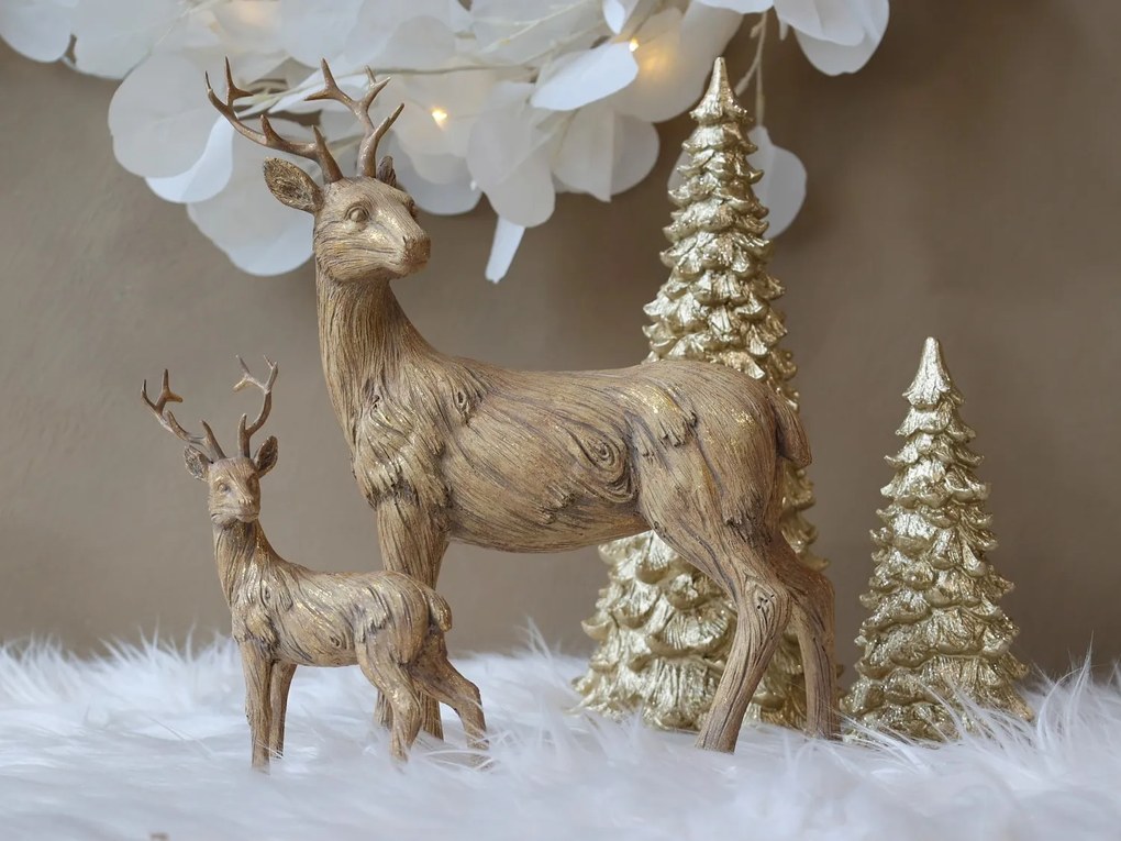 Hnedo-zlatá antik dekorácia Jeleň - 23*8*29 cm