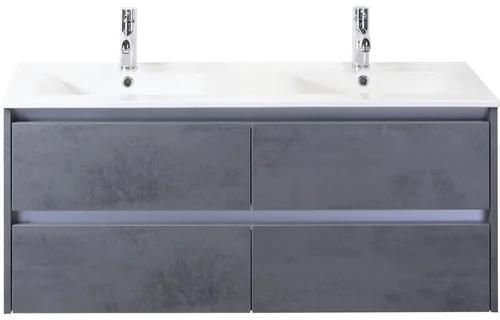 Kúpeľňový nábytkový set Dante 120 cm s keramickým dvojitým umývadlom betón antracitovo sivá