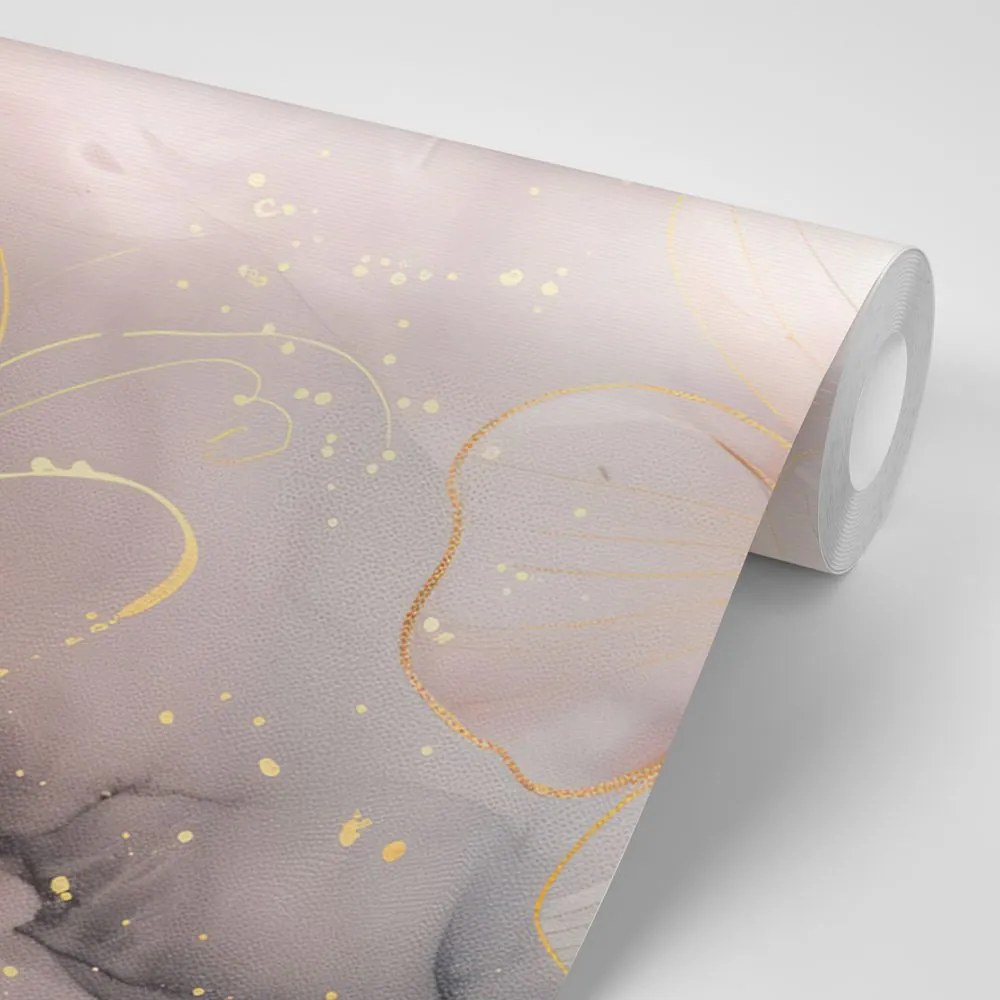 Tapeta elegantné kvety s ružovo-zlatým nádychom